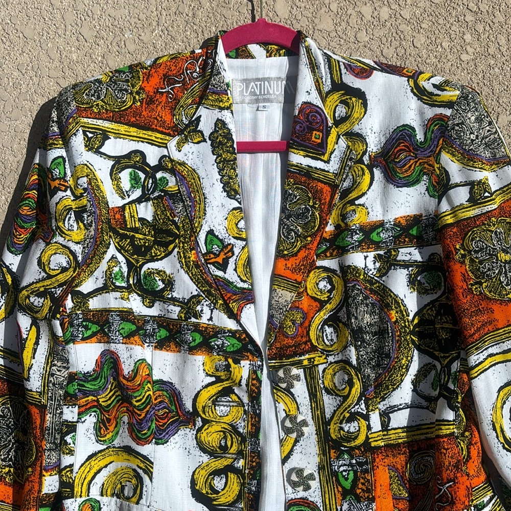 Vintage Platinum by Dorothy Schoelen Colorful Blazer Oversized Artsy Size Small - Picture 2 of 13